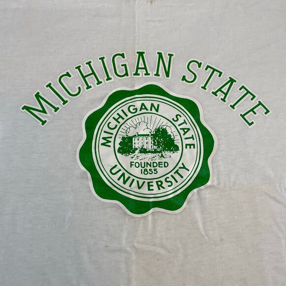 Vintage Michigan State Spartans Ringer T-Shirt size M Hanes USA - Picture 2 of 9